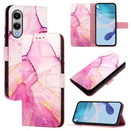 

For Samsung Galaxy S25 Edge 5G PT003 Marble Pattern Flip Leather Phone Case(Pink Purple Gold)