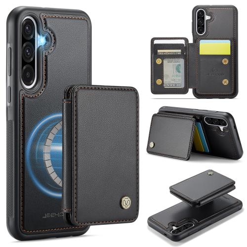 

For Samsung Galaxy A56 5G JEEHOOD J05 Business Magnetic Style RFID Leather Phone Case(Black)