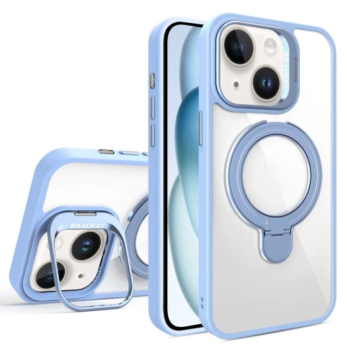 

For iPhone 15 Lens Protection & Ring Bracket MagSafe Phone Case(Sierra Blue)