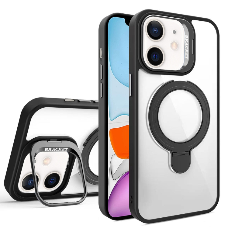 

For iPhone 11 Lens Protection & Ring Bracket MagSafe Phone Case(Black)