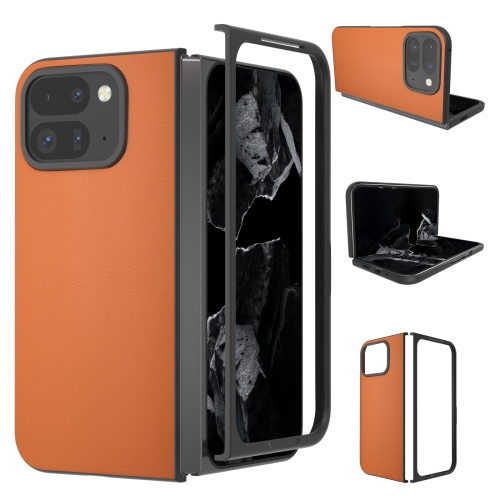 

For Google Pixel 9 Pro Fold PU Leather Black Frame Full Coverage Phone Case(Orange)