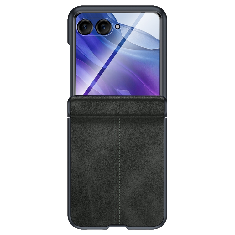 

For Motorola Razr 50 Ultra Integrated Film Hinge Folding PU Phone Case(Black)