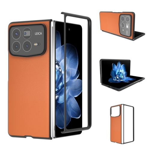 

For Xiaomi Mix Fold 4 PU Leather Black Frame Full Coverage Phone Case(Orange)