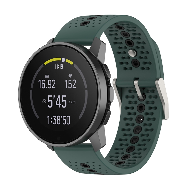 For Suunto Run Race S Colorful Hole Silicone Watch Band(Olive