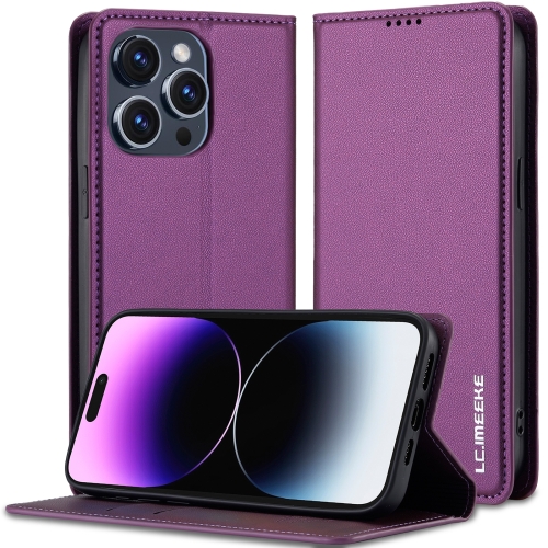 

For iPhone 14 Pro LC.IMEEKE L1 Series Frosted Fine Texture PU Phone Case(Purple)