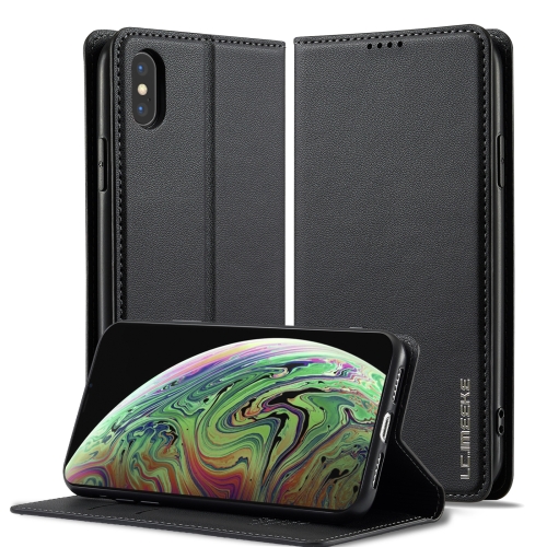

For iPhone XS Max LC.IMEEKE L1 Series Frosted Fine Texture PU Phone Case(Black)