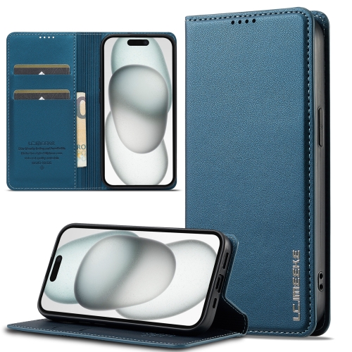 

For iPhone 14 / 13 LC.IMEEKE L1 Series Frosted Fine Texture PU Phone Case(Blue)