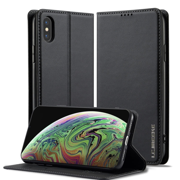 

For iPhone X / XS LC.IMEEKE L1 Series Frosted Fine Texture PU Phone Case(Black)