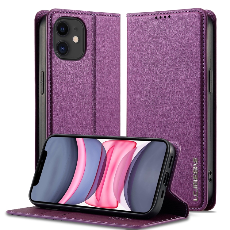 

For iPhone 11 LC.IMEEKE L1 Series Frosted Fine Texture PU Phone Case(Purple)