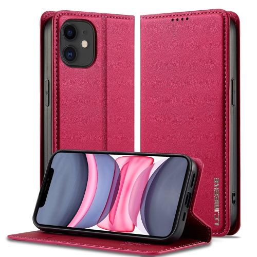 

For iPhone 11 LC.IMEEKE L1 Series Frosted Fine Texture PU Phone Case(Red)