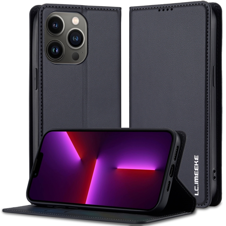 

For iPhone 12 Pro Max LC.IMEEKE L1 Series Frosted Fine Texture PU Phone Case(Black)