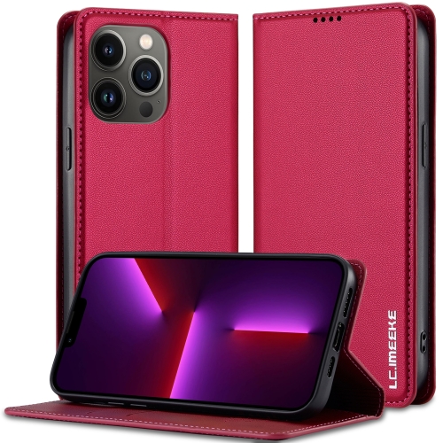 

For iPhone 13 Pro Max LC.IMEEKE L1 Series Frosted Fine Texture PU Phone Case(Red)