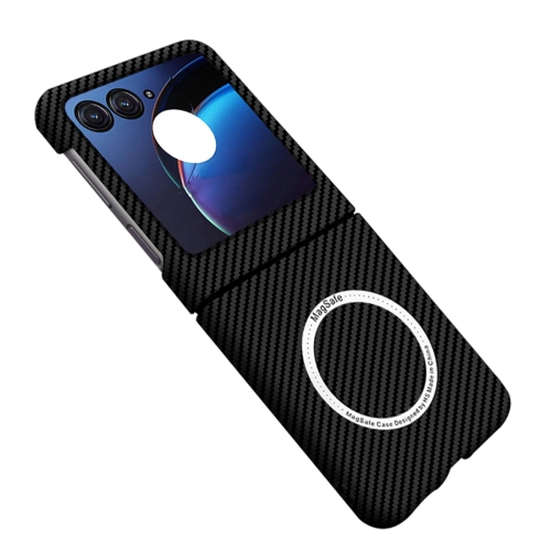 

For Motorola Razr 50 Ultra Carbon Fiber Texture MagSafe Magnetic Phone Case(Black)