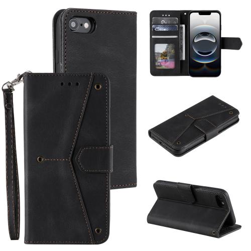 

For iPhone 16e Nail Skin Feel Stitching Calf Texture Leather Phone Case(Black)