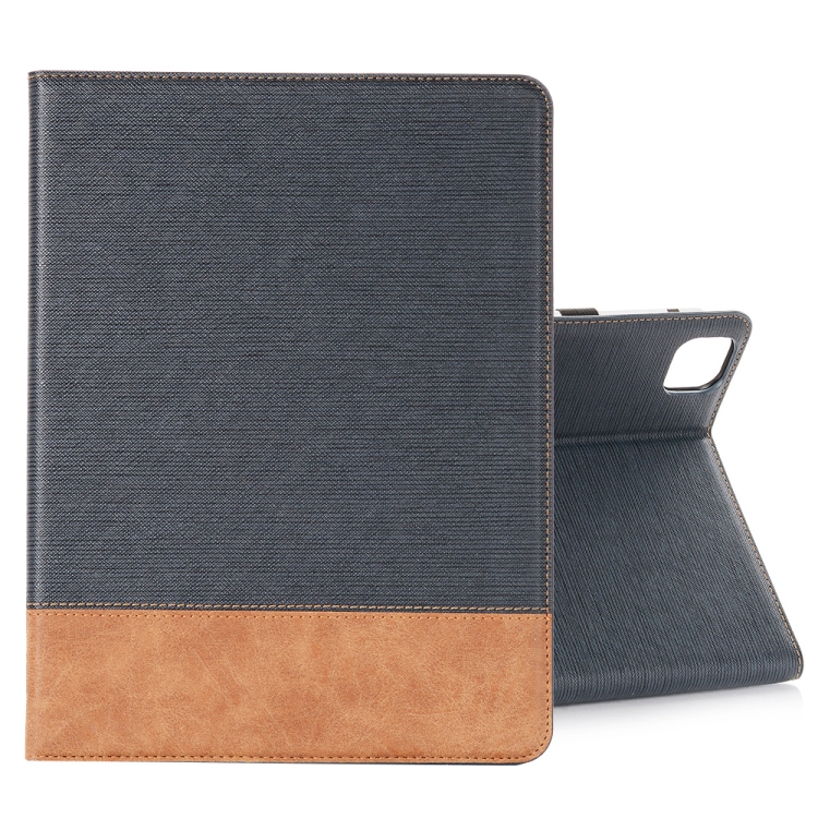 

For iPad Pro 13 2024 Cross Texture Stitching Leather Tablet Case(Dark Blue)