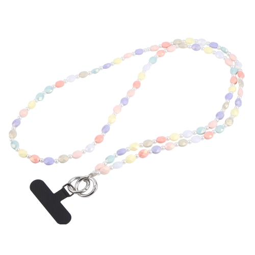 

Simple Oval Shape Multicolor Long Bead Chain Phone Anti-lost Neck Crossbody Lanyard(Colorful)