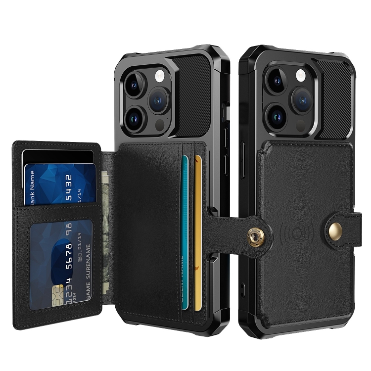 

For iPhone 15 Pro Magnetic Wallet Card Bag Leather Phone Case(Black)