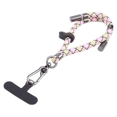 

8mm Adjustable Mobile Phone Anti-lost Short Lanyard(Khaki Pink)