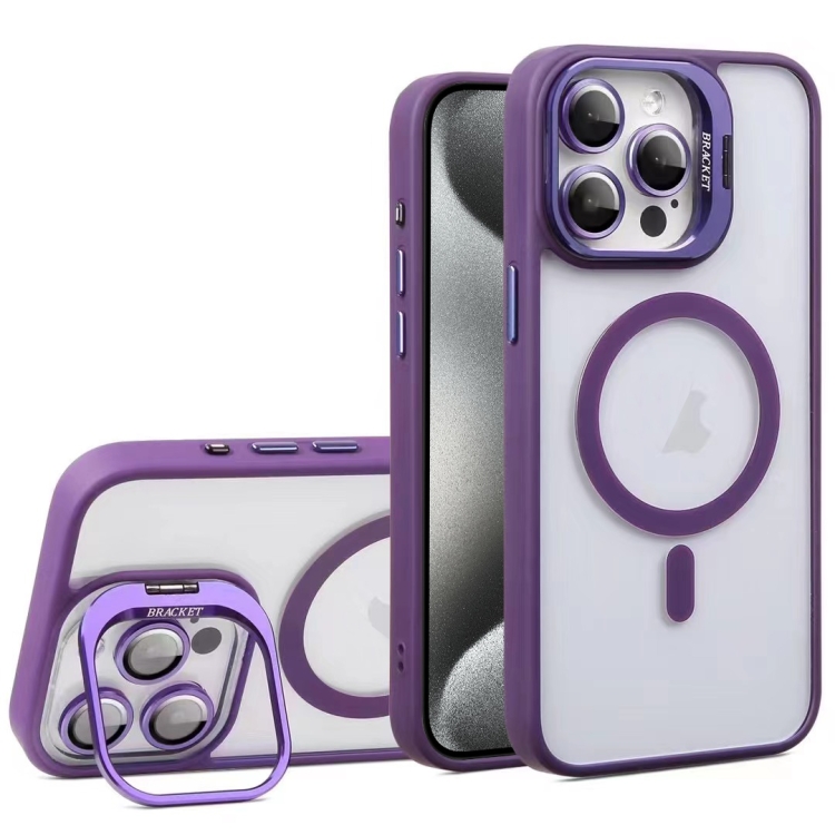 

For iPhone 15 Pro Max U1 Invisible Lens Holder Acrylic + TPU MagSafe Magnetic Phone Case(Dark Purple)