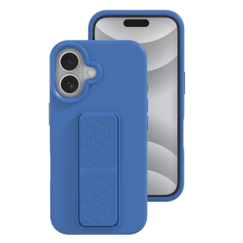 

For iPhone 16 Liquid Silicone Holder Phone Case(Navy Blue)