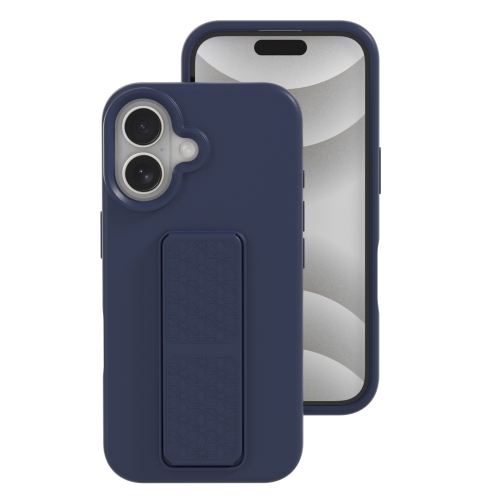 

For iPhone 16 Plus Liquid Silicone Holder Phone Case(Midnight Blue)