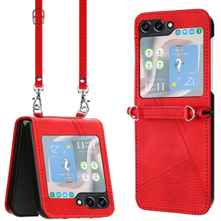

For Samsung Galaxy Z Flip6 Dream Triangle Leather Phone Case with Lanyard(Red)