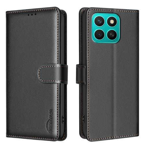 

For Honor X8c 4G Litchi Texture RFID Anti-theft Leather Phone Case(Black)