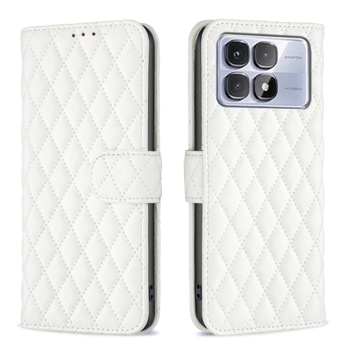 

For Redmi K70 Ultra Diamond Lattice Wallet Flip Leather Phone Case(White)