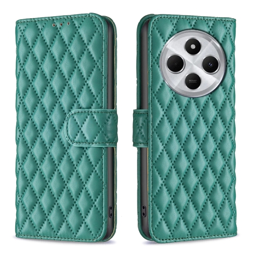 

For Redmi 14C 4G Diamond Lattice Wallet Flip Leather Phone Case(Green)