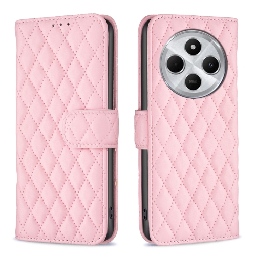 

For Redmi 14C 4G Diamond Lattice Wallet Flip Leather Phone Case(Pink)