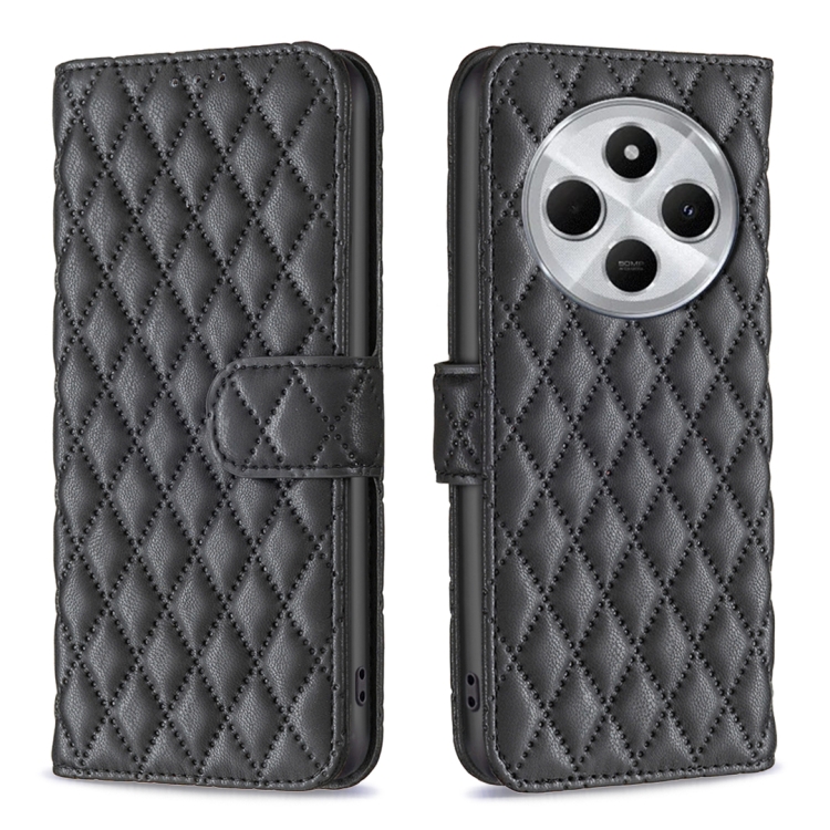 

For Redmi 14C 4G Diamond Lattice Wallet Flip Leather Phone Case(Black)