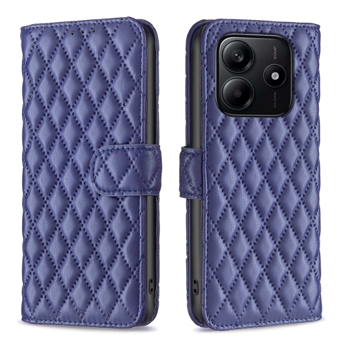 

For Redmi Note 14 5G Diamond Lattice Wallet Flip Leather Phone Case(Blue)