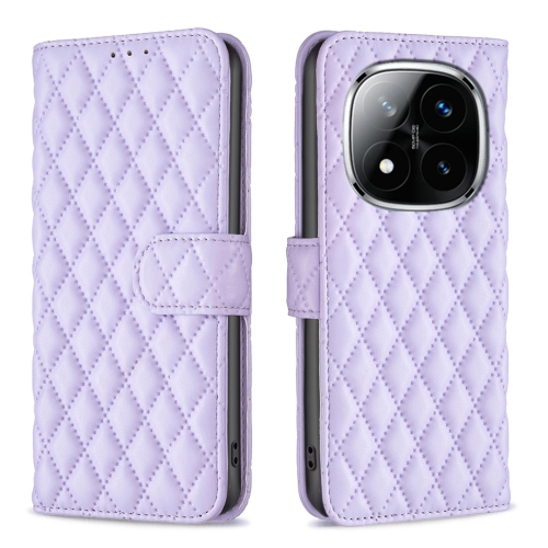 

For Redmi Note 14 Pro 5G / Note 14 Pro+ 5G Diamond Lattice Wallet Flip Leather Phone Case(Purple)