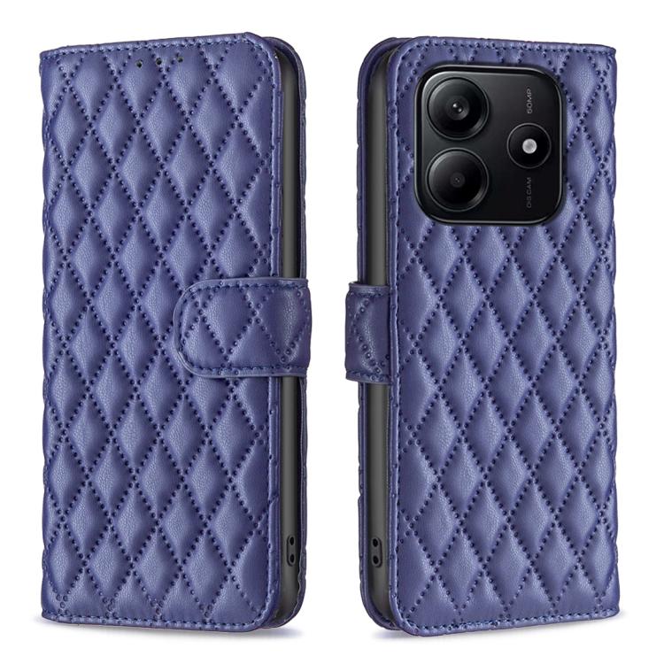 

For Redmi Note 14 4G Diamond Lattice Wallet Flip Leather Phone Case(Blue)