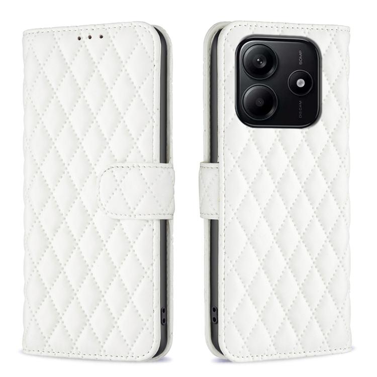 

For Redmi Note 14 4G 163.25mm Diamond Lattice Wallet Flip Leather Phone Case(White)