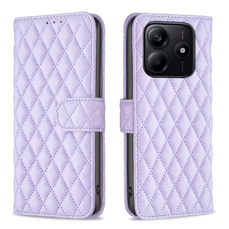 

For Redmi Note 14 4G 163.25mm Diamond Lattice Wallet Flip Leather Phone Case(Purple)