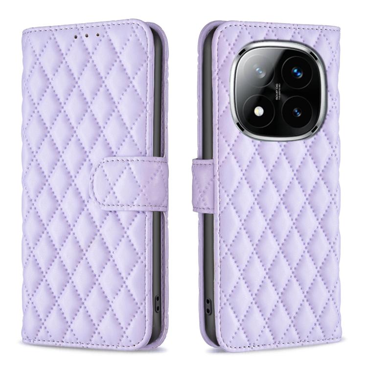 

For Redmi Note 14 Pro 4G Diamond Lattice Wallet Flip Leather Phone Case(Purple)