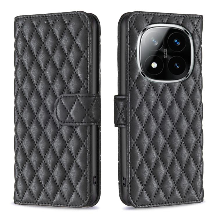 

For Redmi Note 14 Pro 4G Diamond Lattice Wallet Flip Leather Phone Case(Black)
