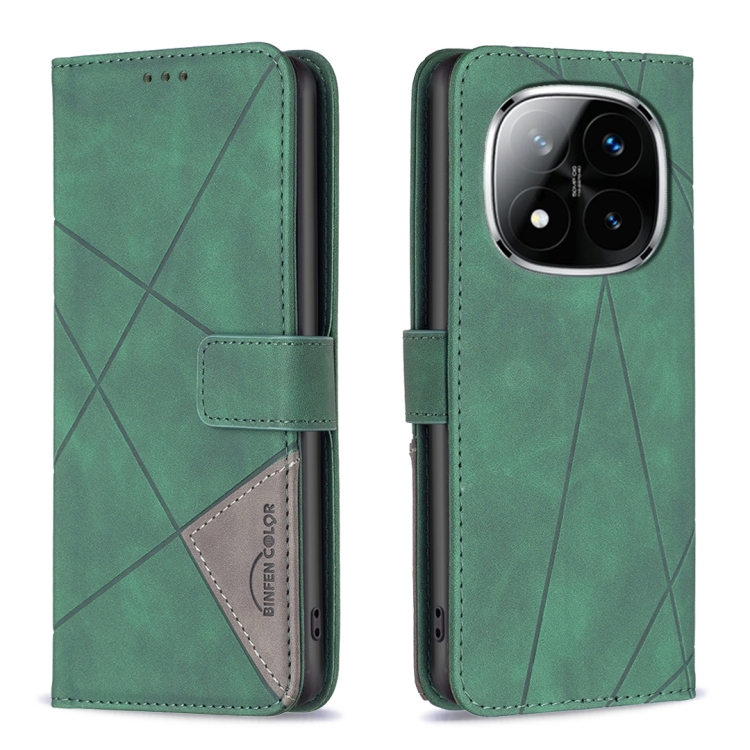 

For Redmi Note 14 Pro 5G / Note 14 Pro+ 5G Magnetic Buckle Rhombus Texture Leather Phone Case(Green)