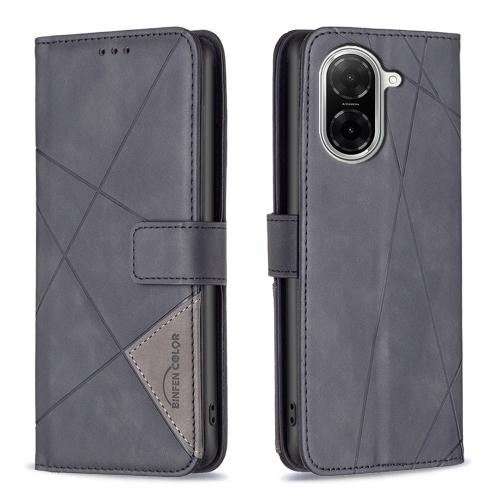 

For Redmi A5 4G 171.7mm Magnetic Buckle Rhombus Texture Leather Phone Case(Black)
