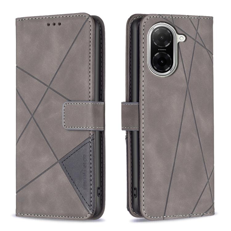 

For Redmi A5 4G 171.7mm Magnetic Buckle Rhombus Texture Leather Phone Case(Grey)
