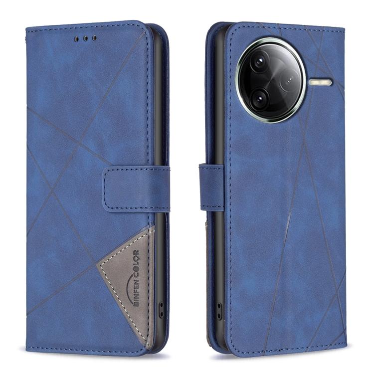 

For Redmi K80 / K80 Pro Magnetic Buckle Rhombus Texture Leather Phone Case(Blue)