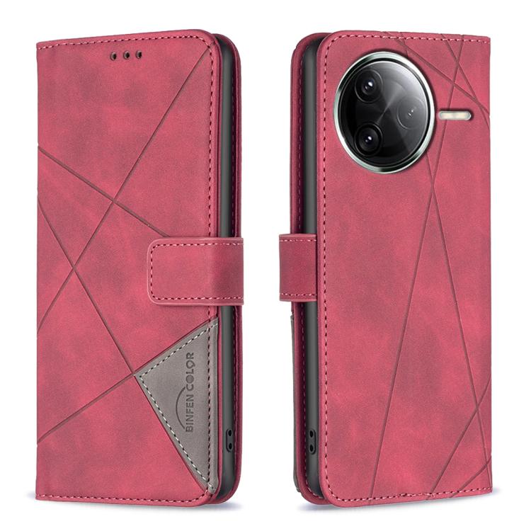 

For Redmi K80 / K80 Pro Magnetic Buckle Rhombus Texture Leather Phone Case(Red)