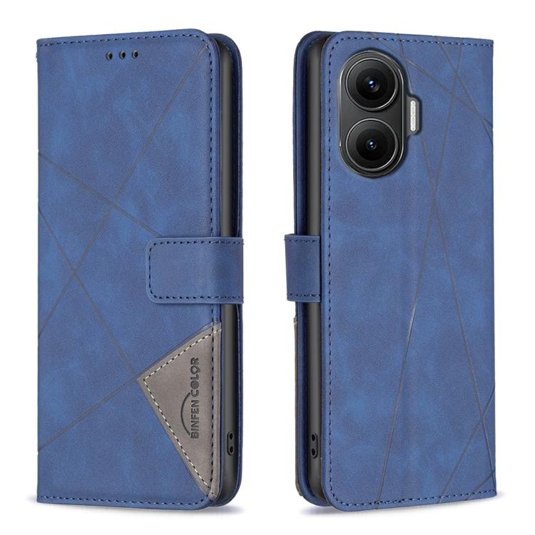 

For Redmi Turbo 4 Pro Magnetic Buckle Rhombus Texture Leather Phone Case(Blue)