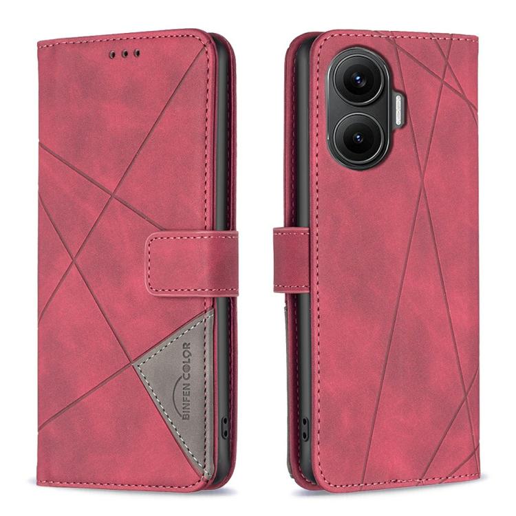

For Redmi Turbo 4 Pro Magnetic Buckle Rhombus Texture Leather Phone Case(Red)