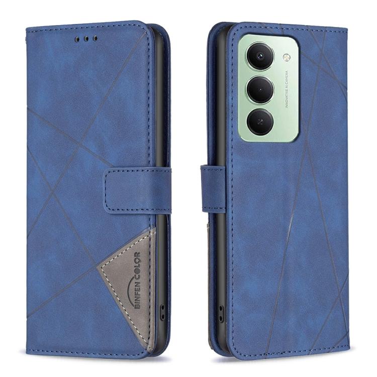 

For Redmi 15 5G Global / 15 4G SEA 169.5mm Magnetic Buckle Rhombus Texture Leather Phone Case(Blue)