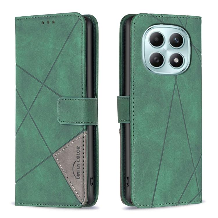 

For Redmi Note 15 Pro 4G Global 165.8mm Magnetic Buckle Rhombus Texture Leather Phone Case(Green)