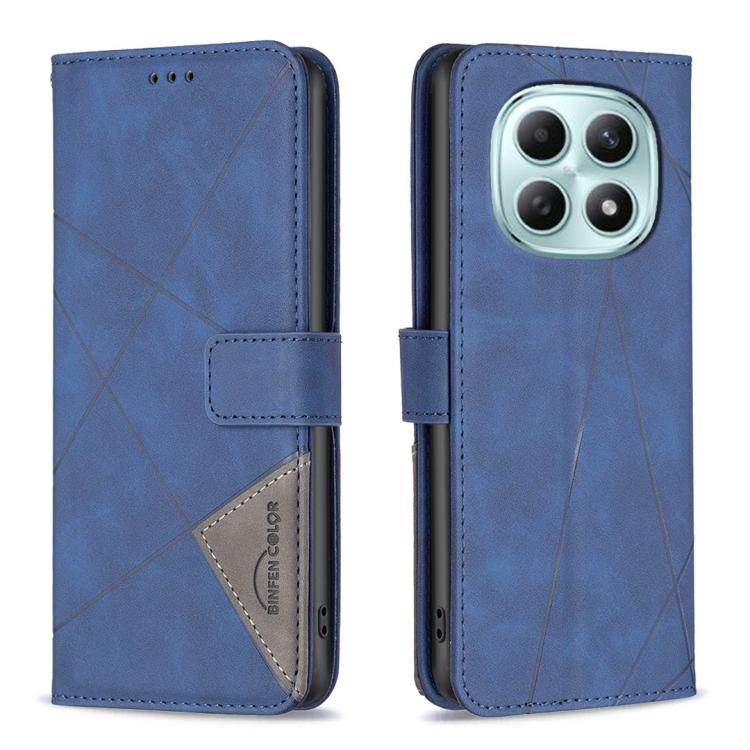 

For Redmi Note 15 Pro 4G Global 165.8mm Magnetic Buckle Rhombus Texture Leather Phone Case(Blue)