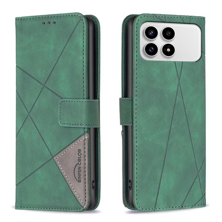 

For Redmi K90/Poco F8 Pro Magnetic Buckle Rhombus Texture Leather Phone Case(Green)