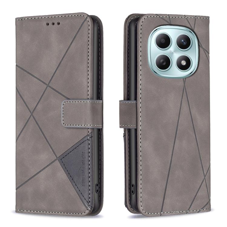 

For Redmi Note 15 5G Global 164mm Magnetic Buckle Rhombus Texture Leather Phone Case(Grey)